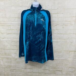 Habit Reeltree Fishing Blue 1/4 Zip Solar Factor Hooded Shirt
